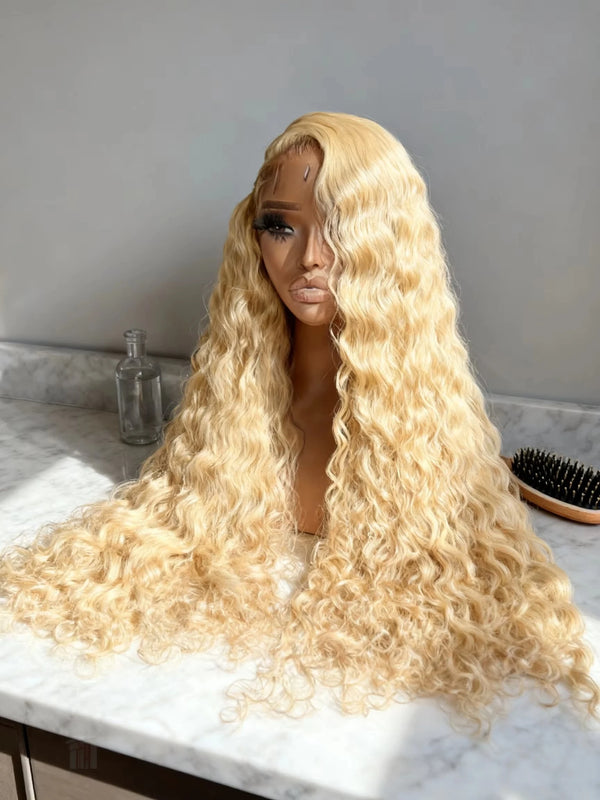 30 Inch 613 Loose Deep Wave 13x4 Lace Frontal Wigs Curly Brazilian Human Hair Honey Blonde Water Wave Lace Pre Pluc Front Wigs