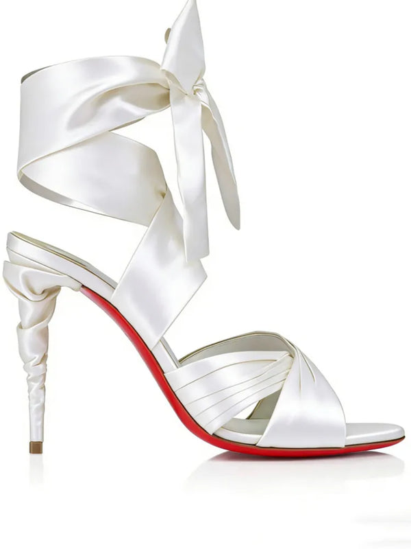 Summer New Women's Stiletto Sandals Round Head Strap Party Wedding Women's 34-44 Large High Heel Sandals