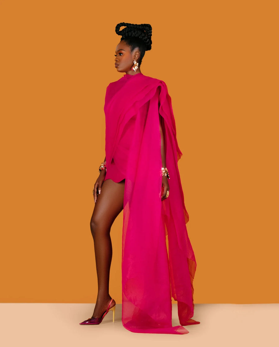 Special Designed Hot Pink African Women Party Dresses Fashion Short Women Birthday Dresses Mini Date Dress