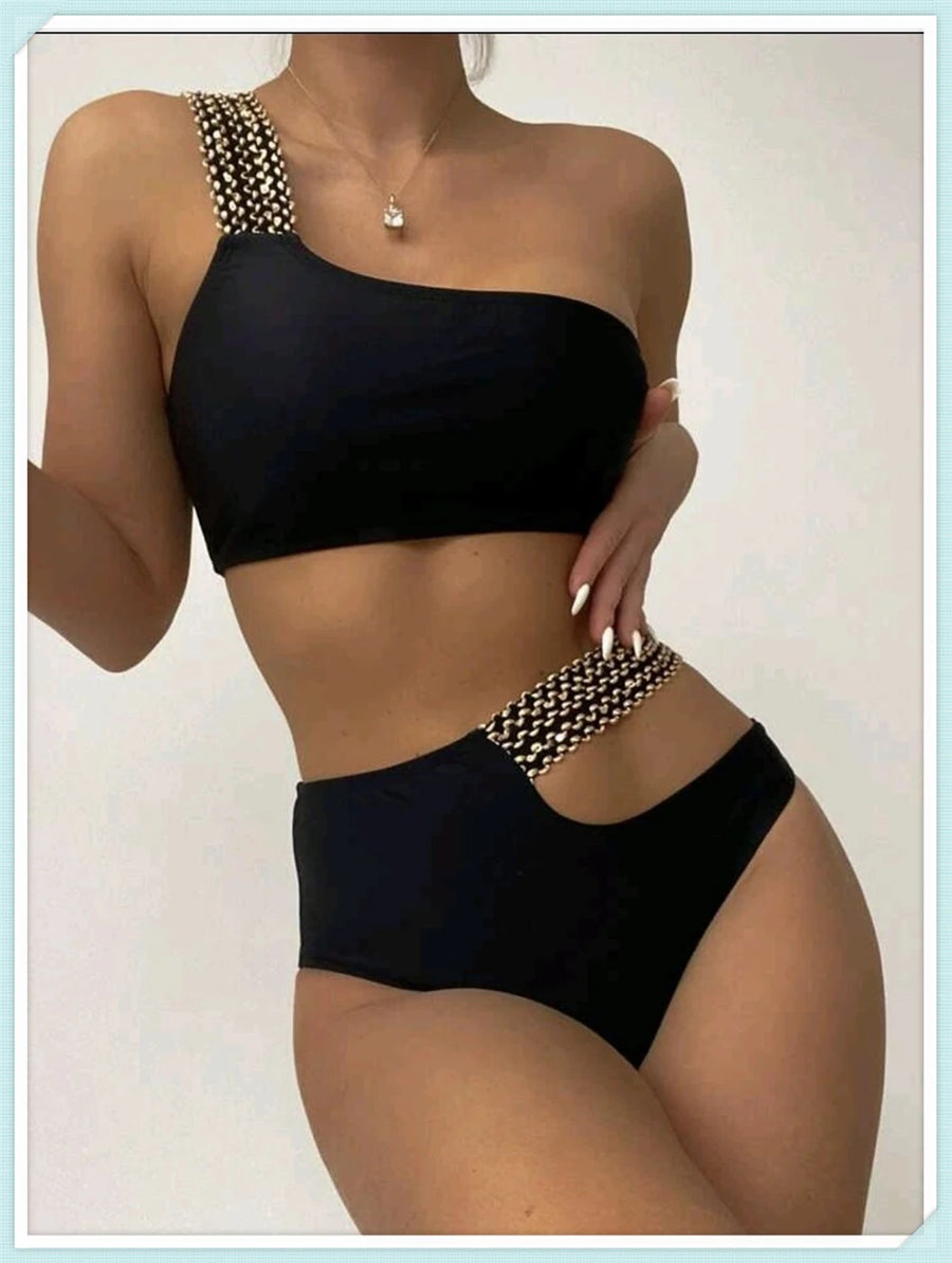 One Shoulder High Waist Bikini 2026 Brazilian Swimsuit Women Swimwear Female Sexy Bathing Swimming Suit Summer Beachwear Bathers