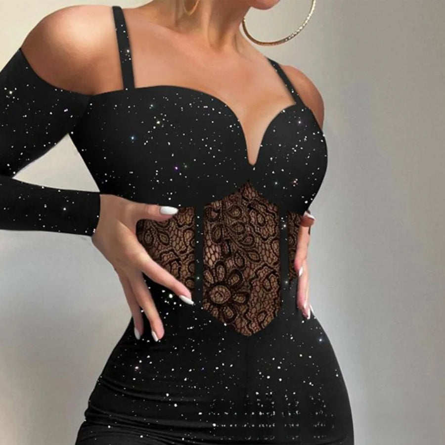 Lace Mesh Bodysuit Women Long Sleeve Jumpsuit Overall Autumn Winter Sexy Slim Fit Bodycon Shapewear Long Pants High Waist Romper