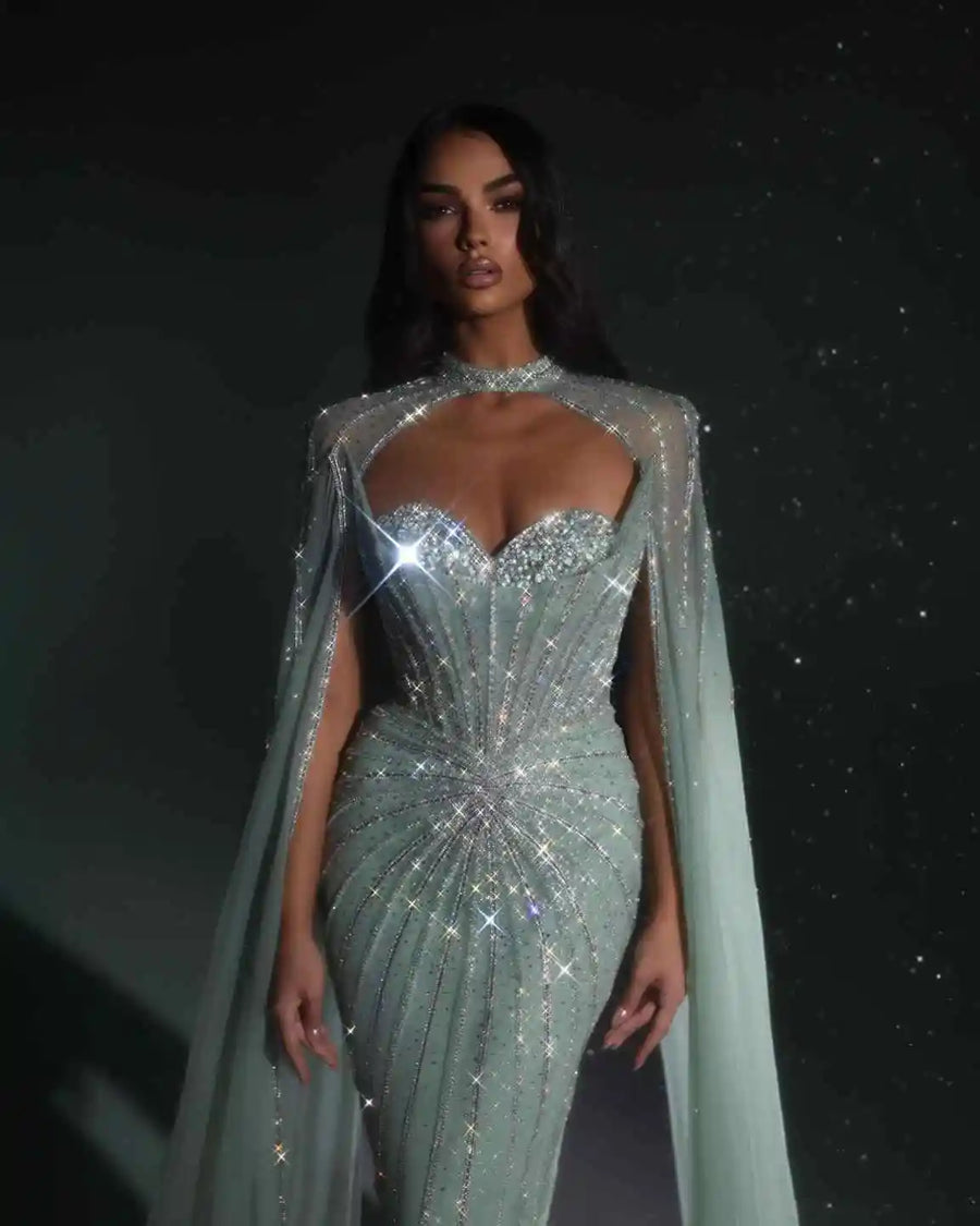 Sexy Mermaid Gown Wedding Dresses Rhinestones Diamond Lace Evening Dress Special Occasion Gown Vestido De Noiva Customized