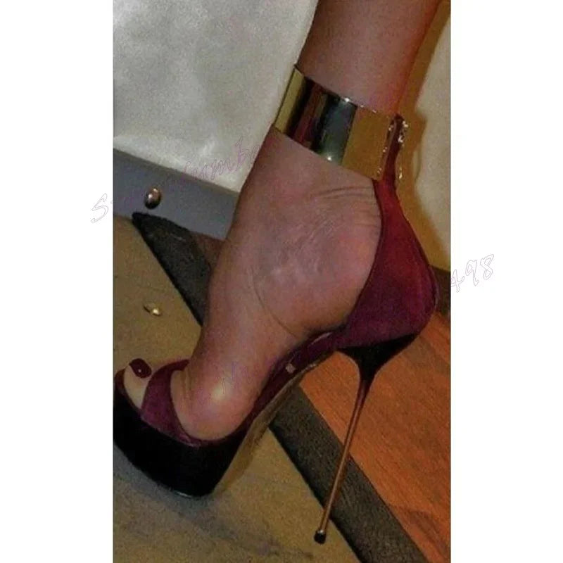 Red Ankle Strap Cover Heels Sandals Platform Open Toe Shoes for Women Stilettos High Heels Sexy Shoes 2024 Zapatos Para Mujere