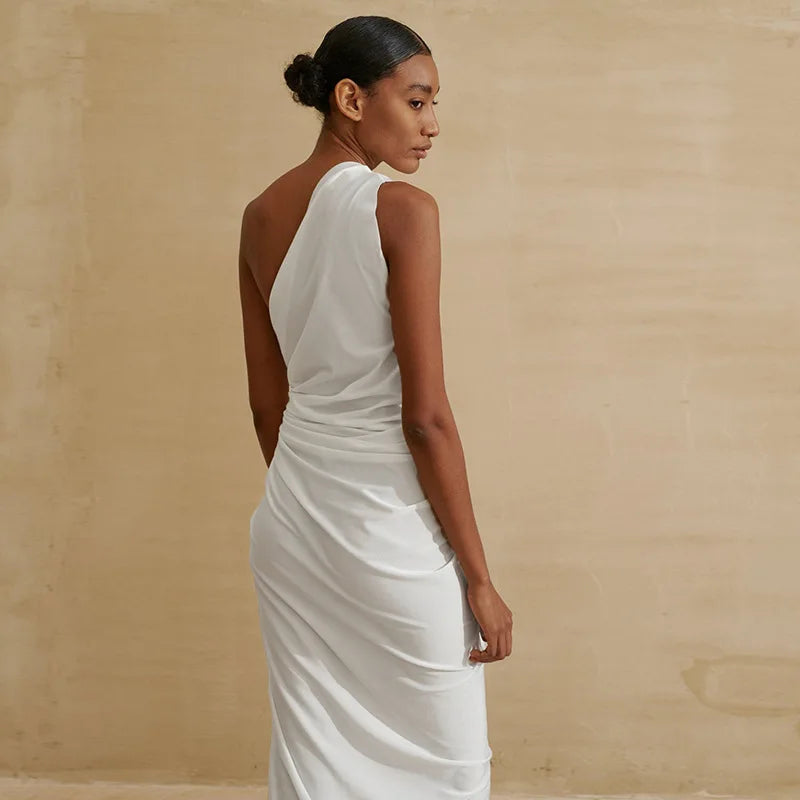 New Fashio Women's Irregular Dress White High Slit Beach Cover Up Skirt Summer Vacation Outfit Y2k Clothing