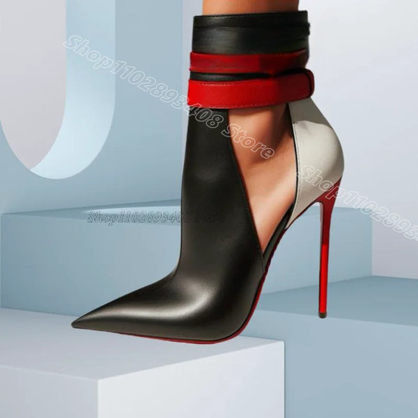 Splicing Matte Leather Sexy Boots Pointed Toe British Style New Fashion Women Spring Party Dance Shoes 2024 Zapatos Para Mujere