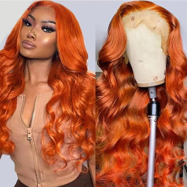 Orange Ginger Real Human Hair Wig 360 Lace Frontal Wigs 13x4 HD Lace Front Wigs Body Wave 13x6 HD Lace Frontal Wigs For Women
