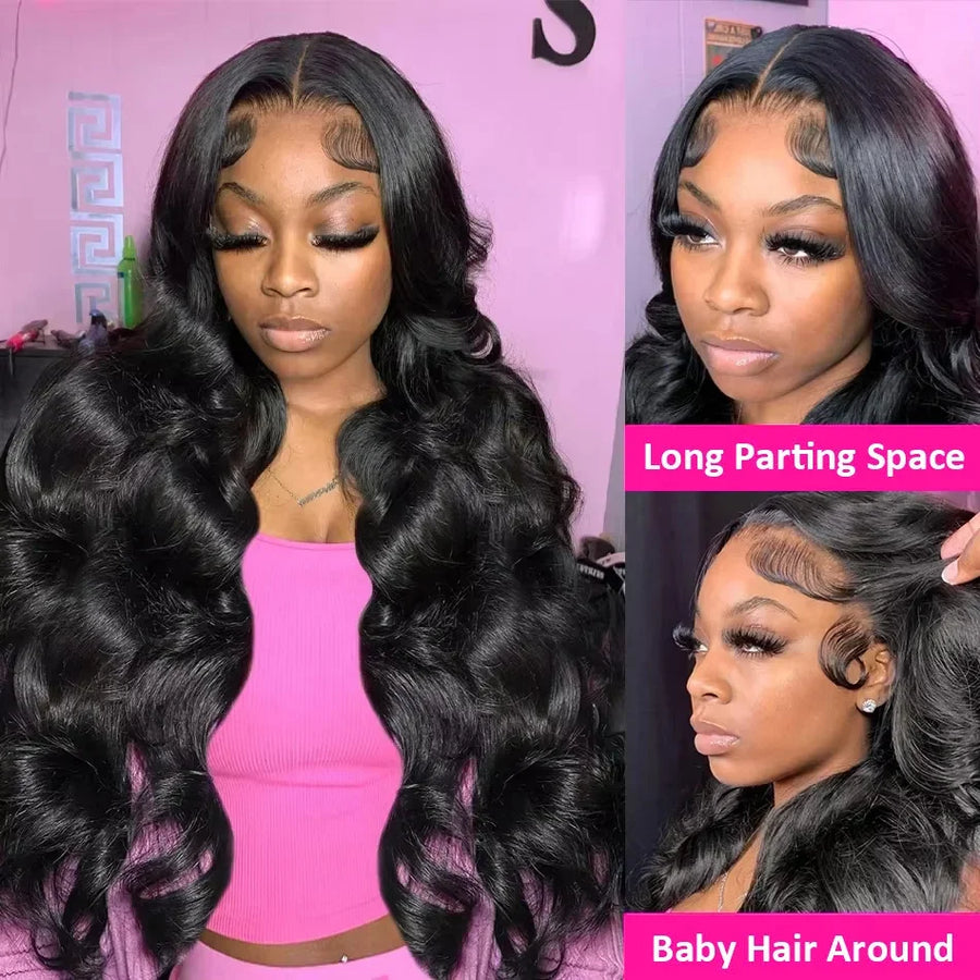 30 40 Inch 5x5 Glueless 250 Density 13x6 HD Transparent Lace Frontal Wig Human Hair 13x4 Body Wave Lace Front Wigs For Women