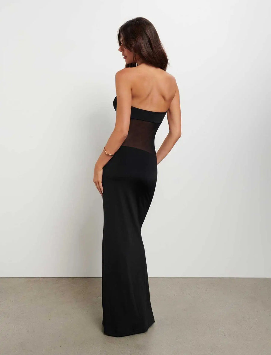 Fashion Solid Black Bodycon Evening Dress Elegant Sexy High Waist Hollow out Long Robe Summer Party Club Cocktail For Women 2025